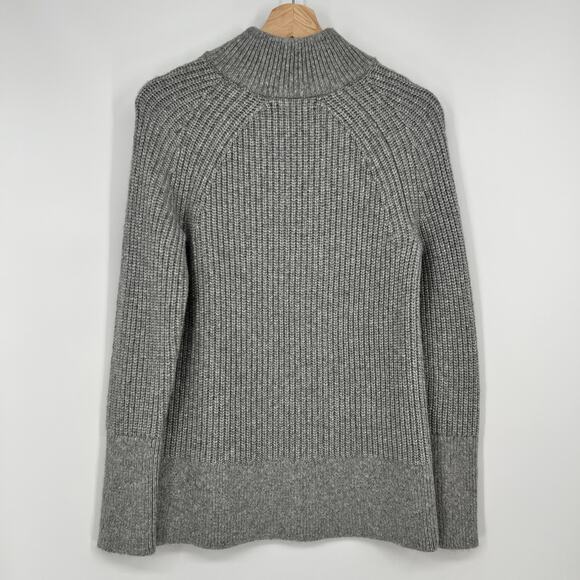 Banana Republic Chunky Turtleneck Zip Merino Wool Alpaca Women Small Gray Mock - Picture 4 of 10